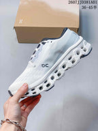On Cloudmonster 3 LightSpray Running Shoes, White and Navy