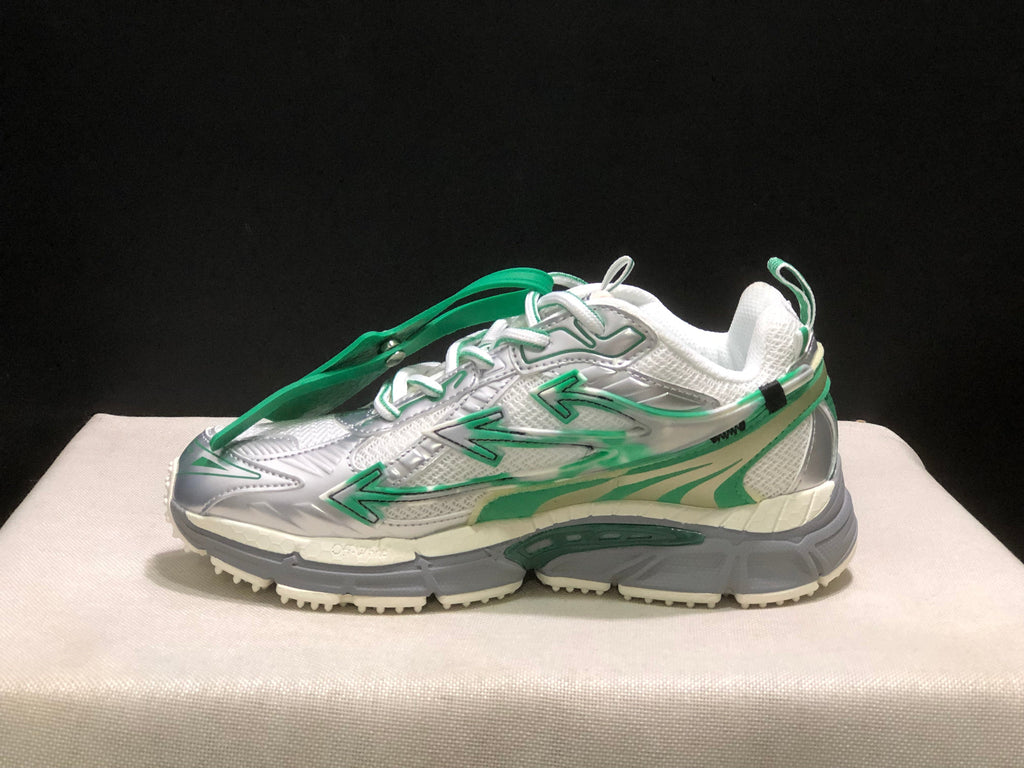OFF-WHITE Be Right Back Sneakers White Silver Green