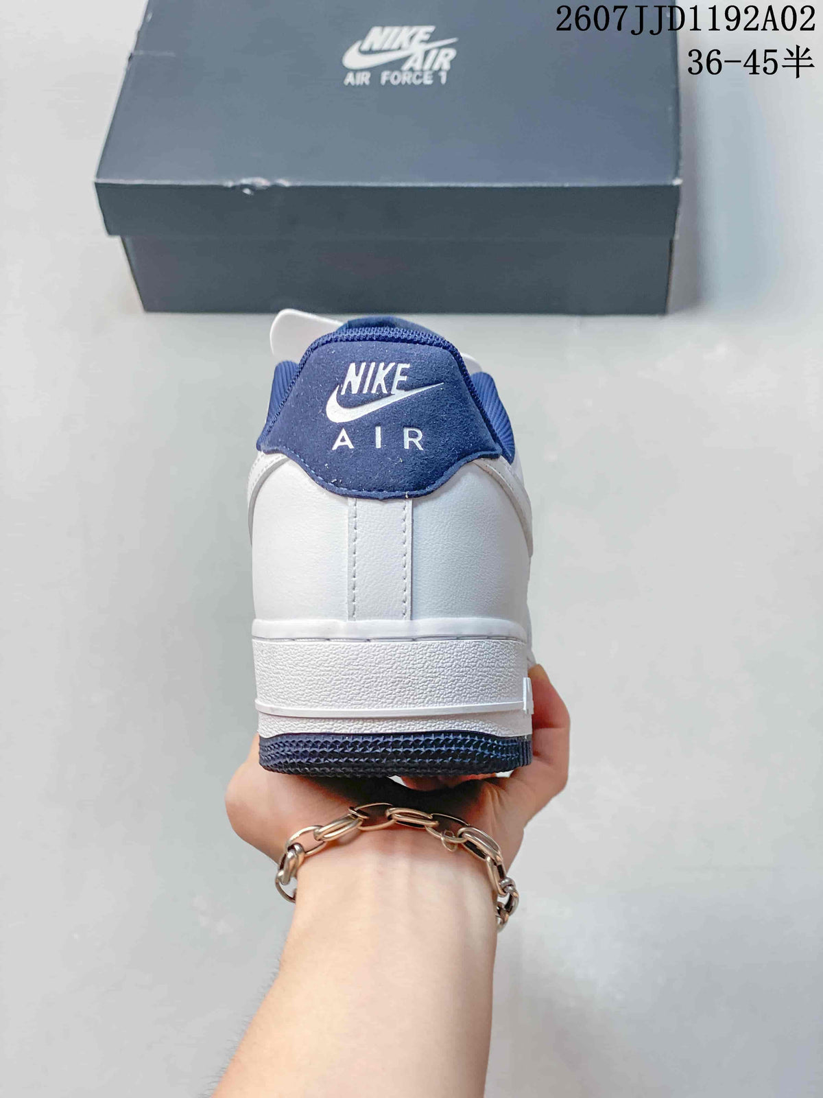 Nike Air Force 1 ’07 Low White and Navy Sneakers