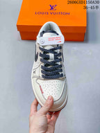 Air Jordan 1 Low Cream Sneakers with Monogram Pattern