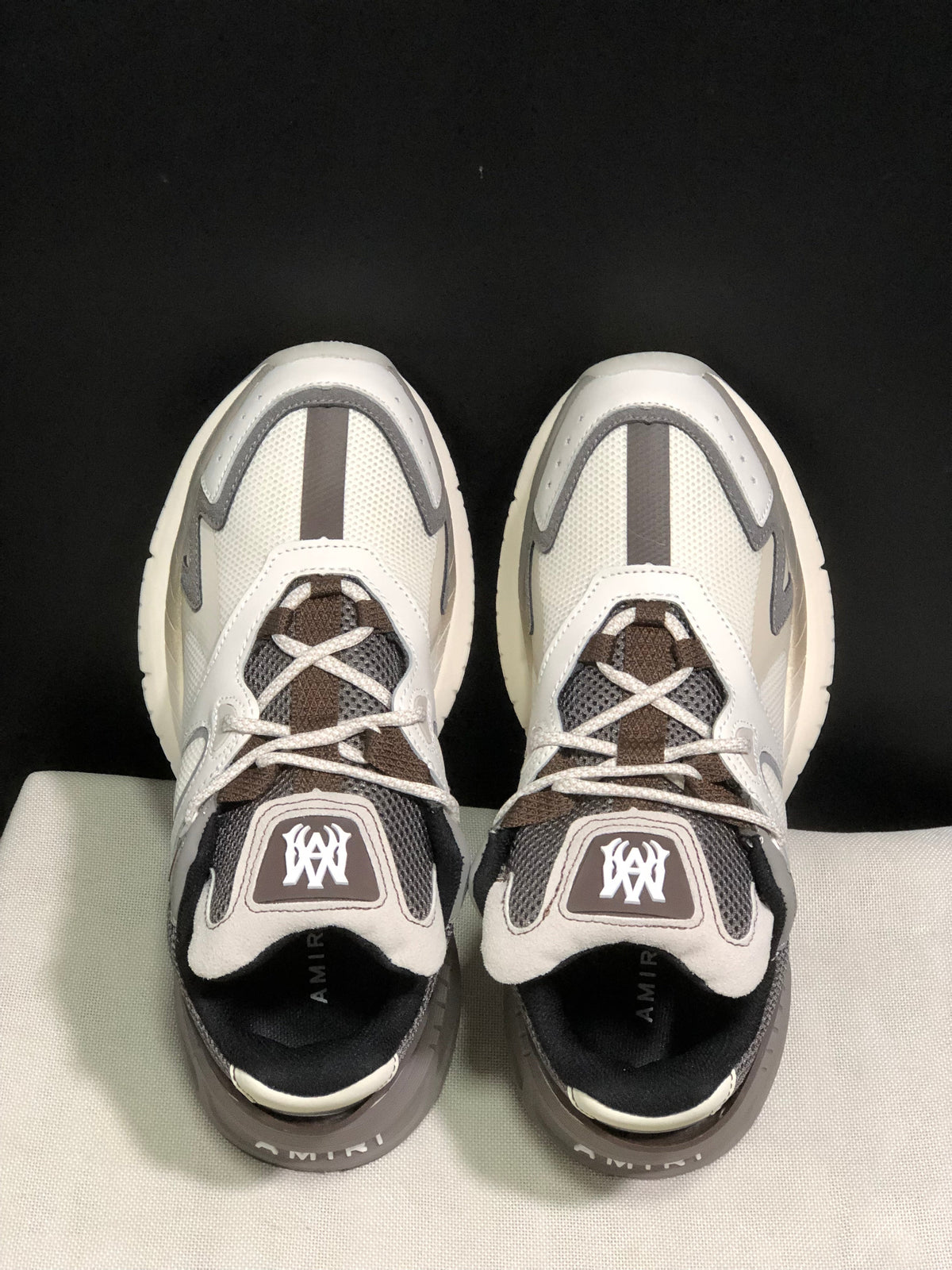 AMIRI MA Runner Sneakers in Off-White and Grey