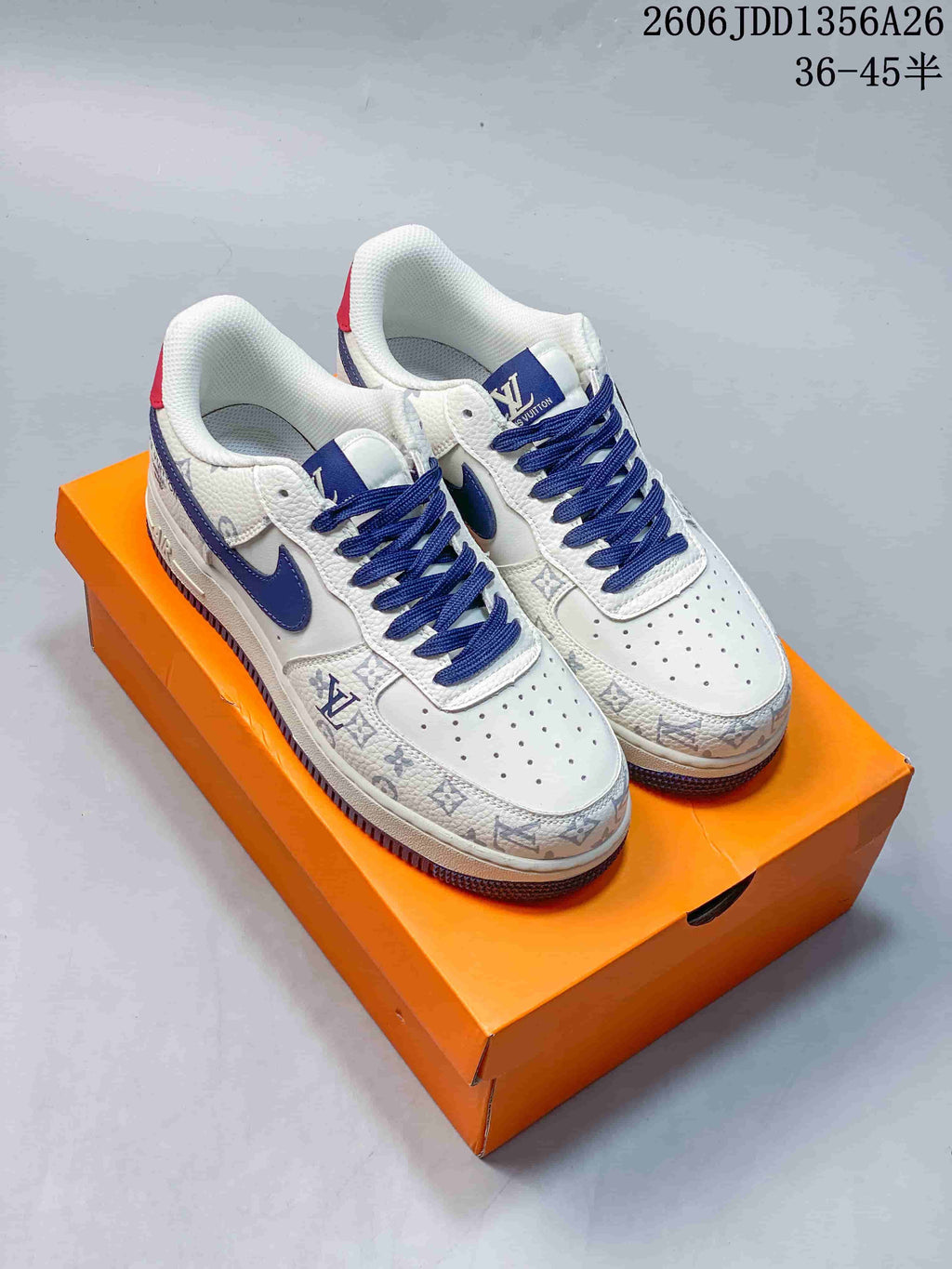 Nike Air Force 1 '07 Low White Blue Monogram Sneakers