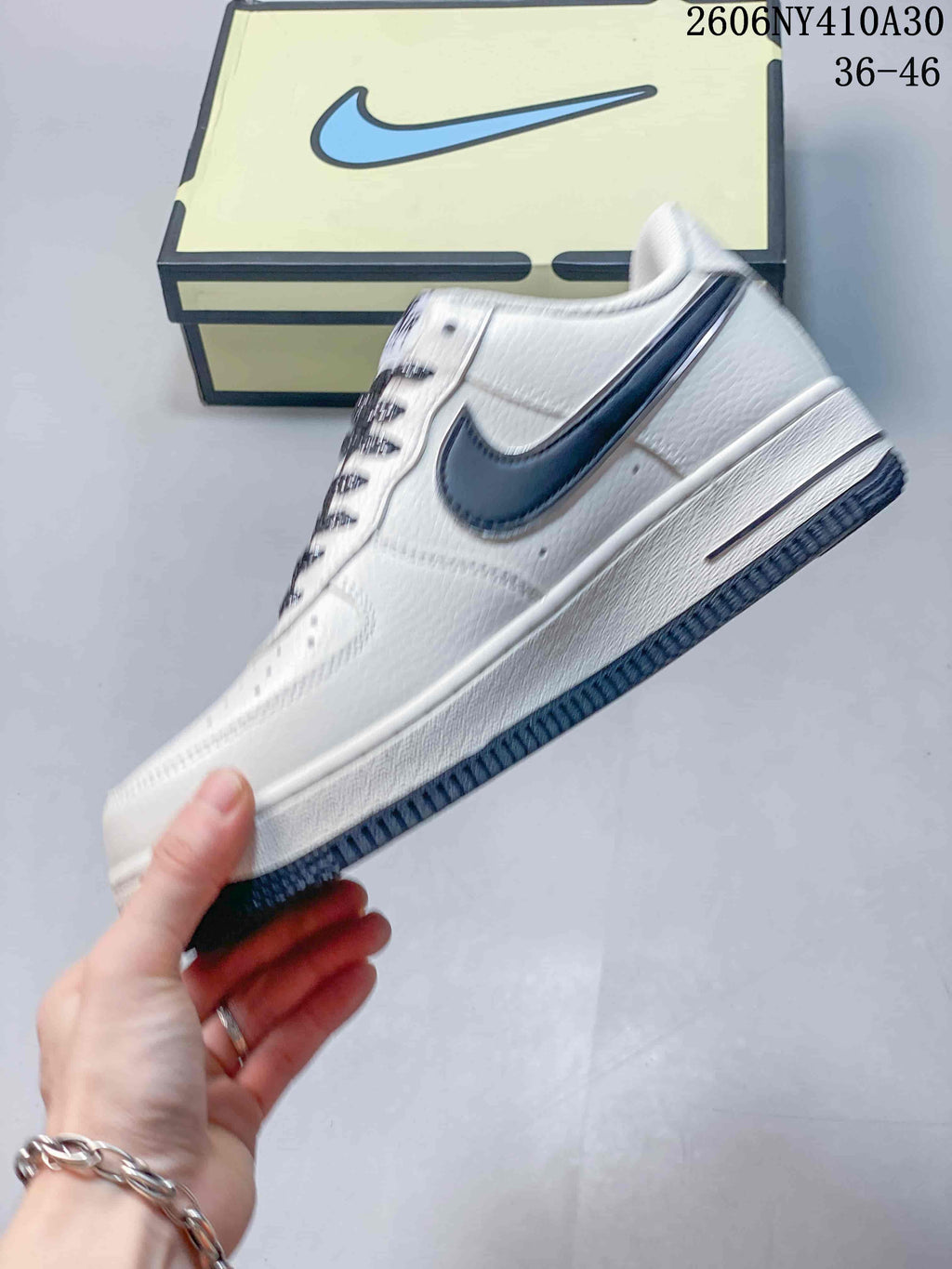 Nike Air Force 1 '07 Low White and Navy Sneakers