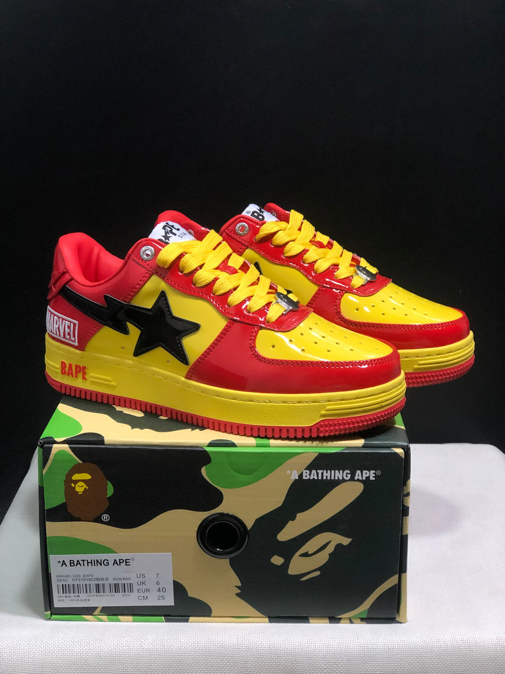 BAPE Bape Sta Low-Top Sneakers Red Yellow Black