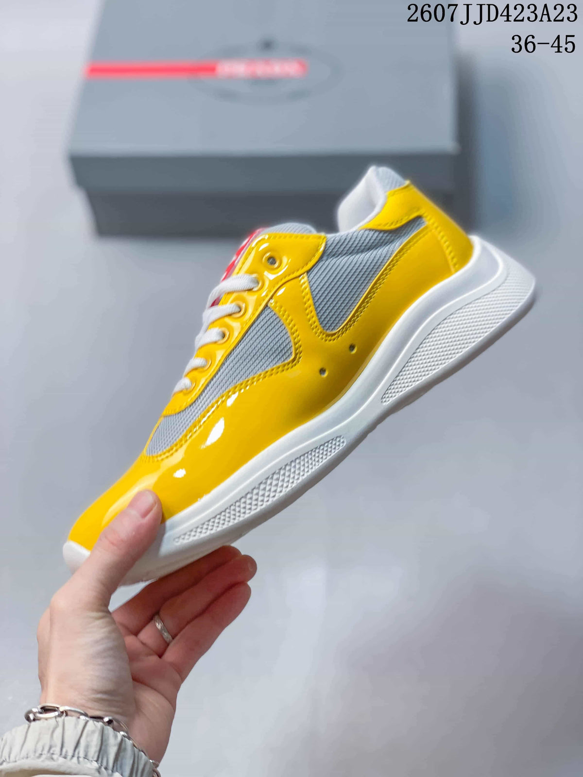 Prada 2607JJD423A23 Yellow Gray Platform Sneakers