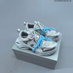 GG-CC Retro Low-Top Sneakers, Chunky Sole, White and Silver