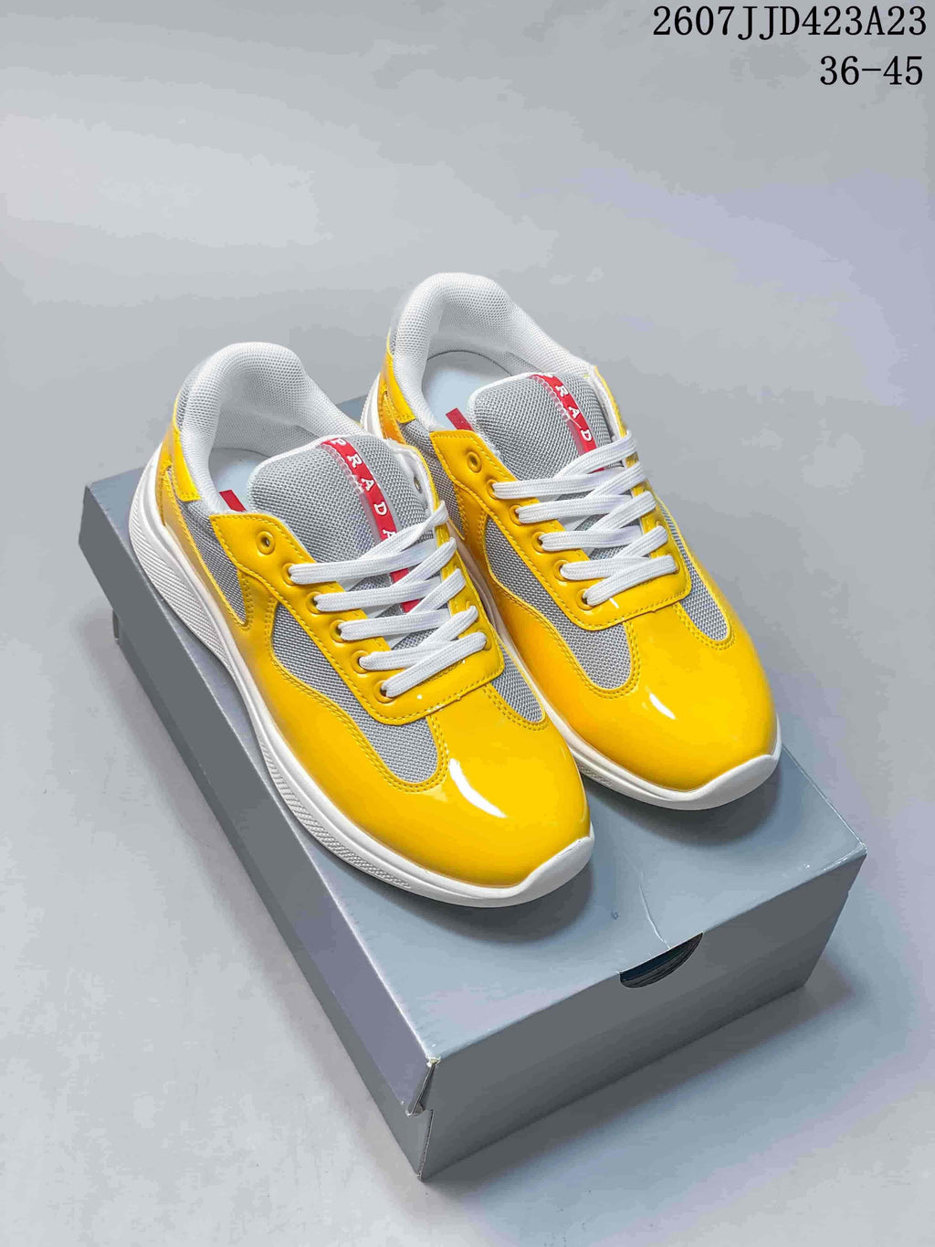 Prada 2607JJD423A23 Yellow Gray Platform Sneakers