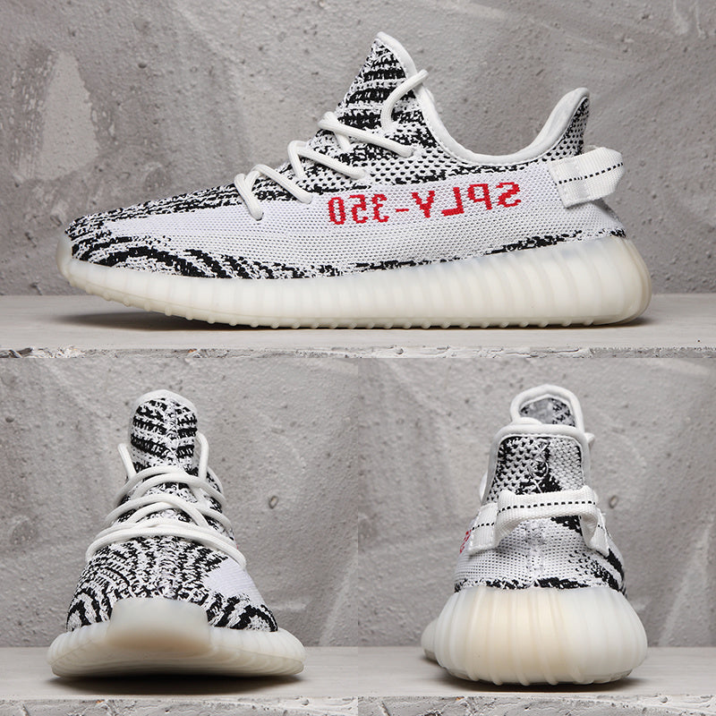 Yeezy 350 V2 Black and White Knit Sneakers