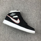 Air Jordan 1 Mid Black, White & Red Sneakers 554724-060