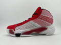 White and Red High-Top Basketball Sneakers