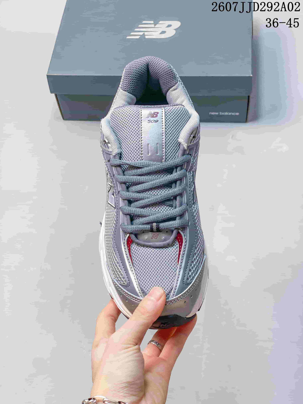 New Balance 509 Gray White Red Retro Sneakers 2607JJD292A02