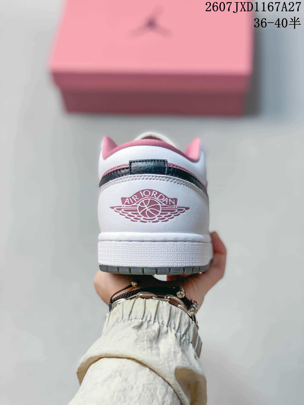 Nike Air Jordan 1 Low White and Pink Sneakers
