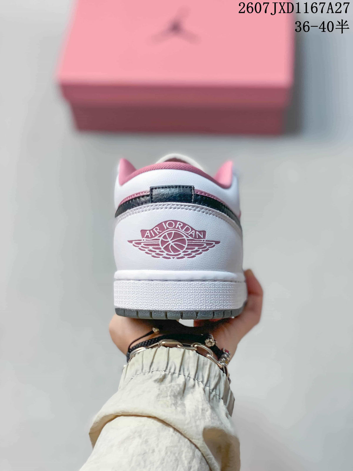 Nike Air Jordan 1 Low White and Pink Sneakers