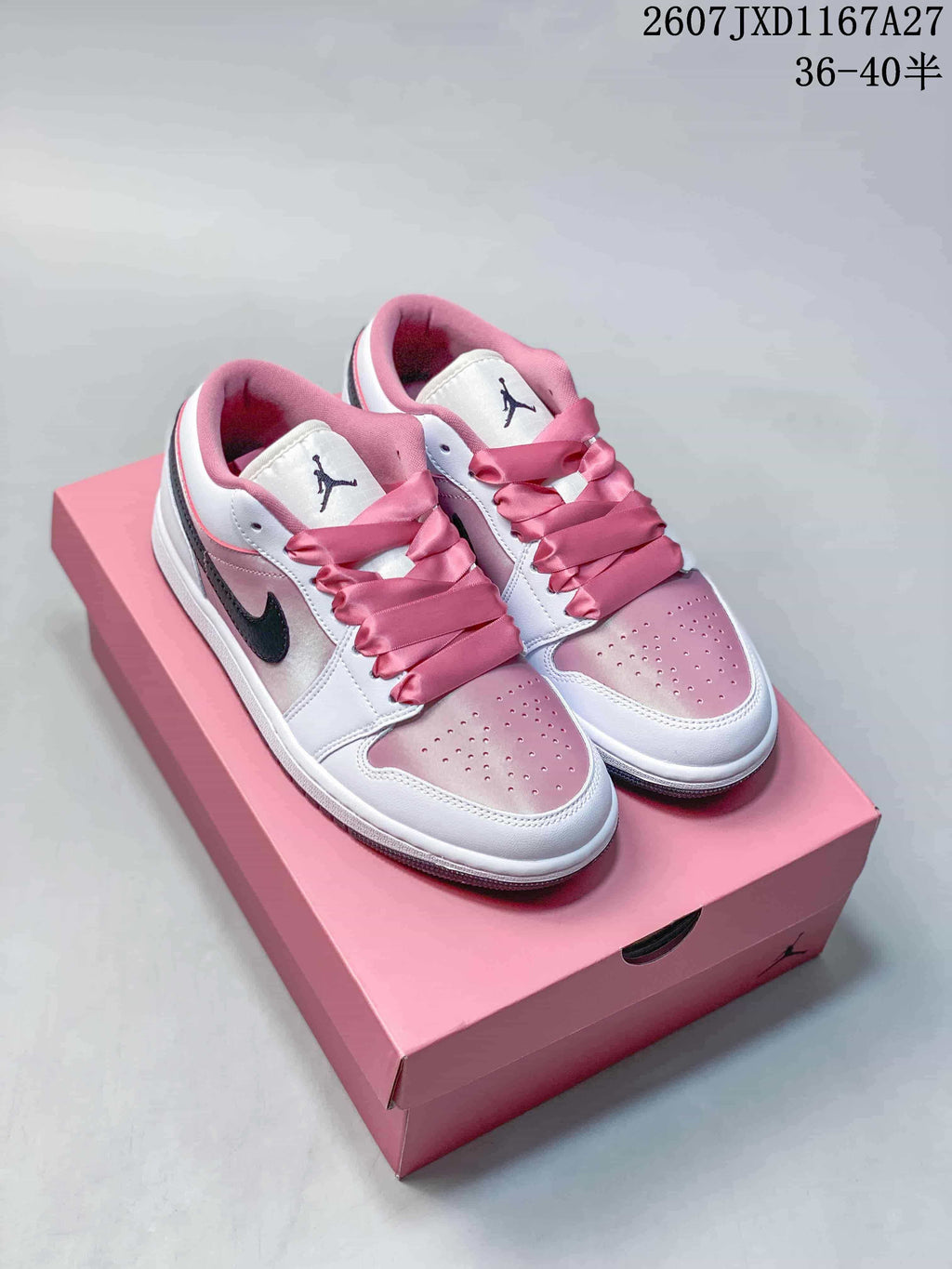 Nike Air Jordan 1 Low White and Pink Sneakers