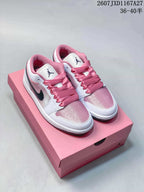 Nike Air Jordan 1 Low White and Pink Sneakers