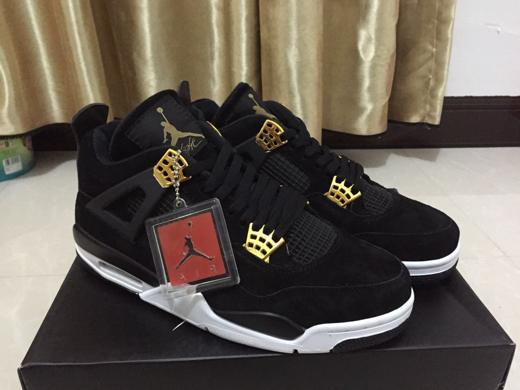 Jordan 4 Black and Gold High-Top Sneakers