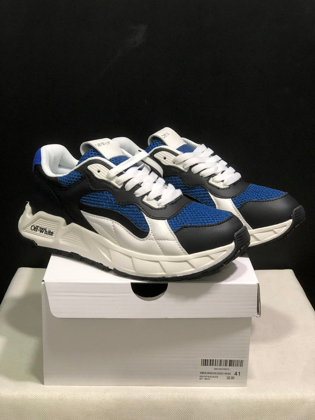 Off-White Leather Low-Top Sneakers Black Blue White EU 36-45