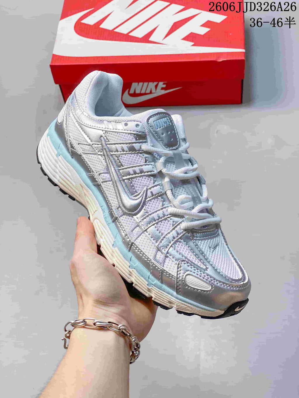 Nike P-6000 Sneakers in Silver and White