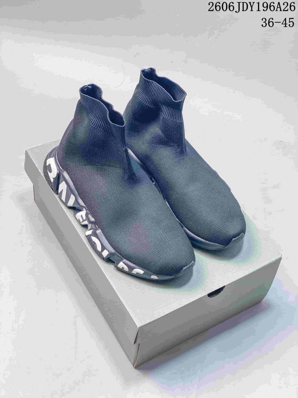 Balenciaga Speed-Style Sock Sneakers in Dark Gray