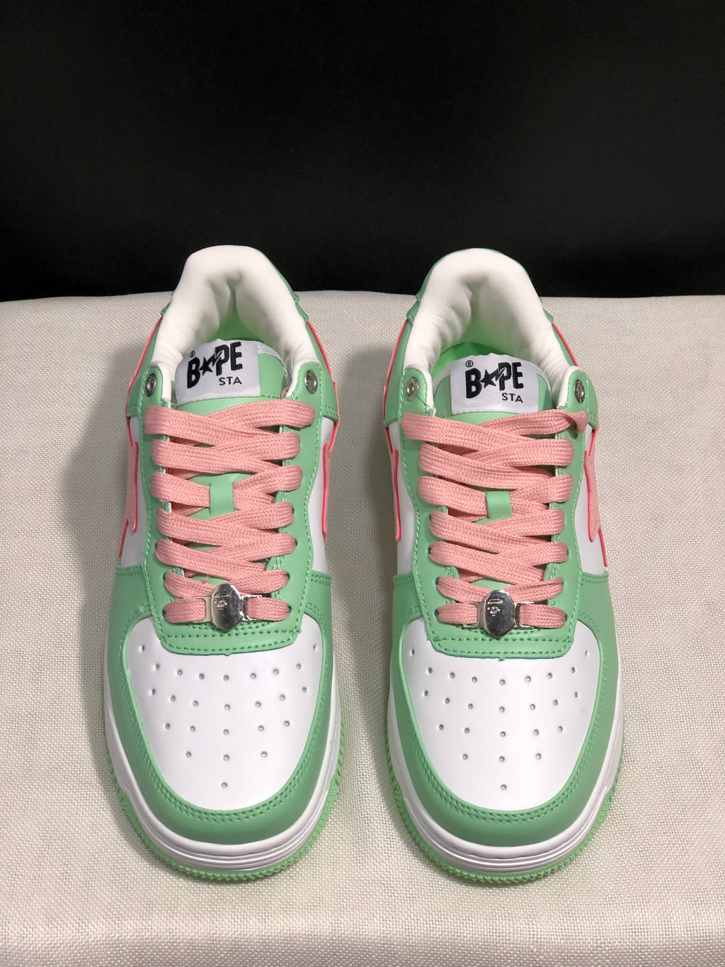 BAPE Bape Sta Low-Top Sneakers Mint Green and Pink