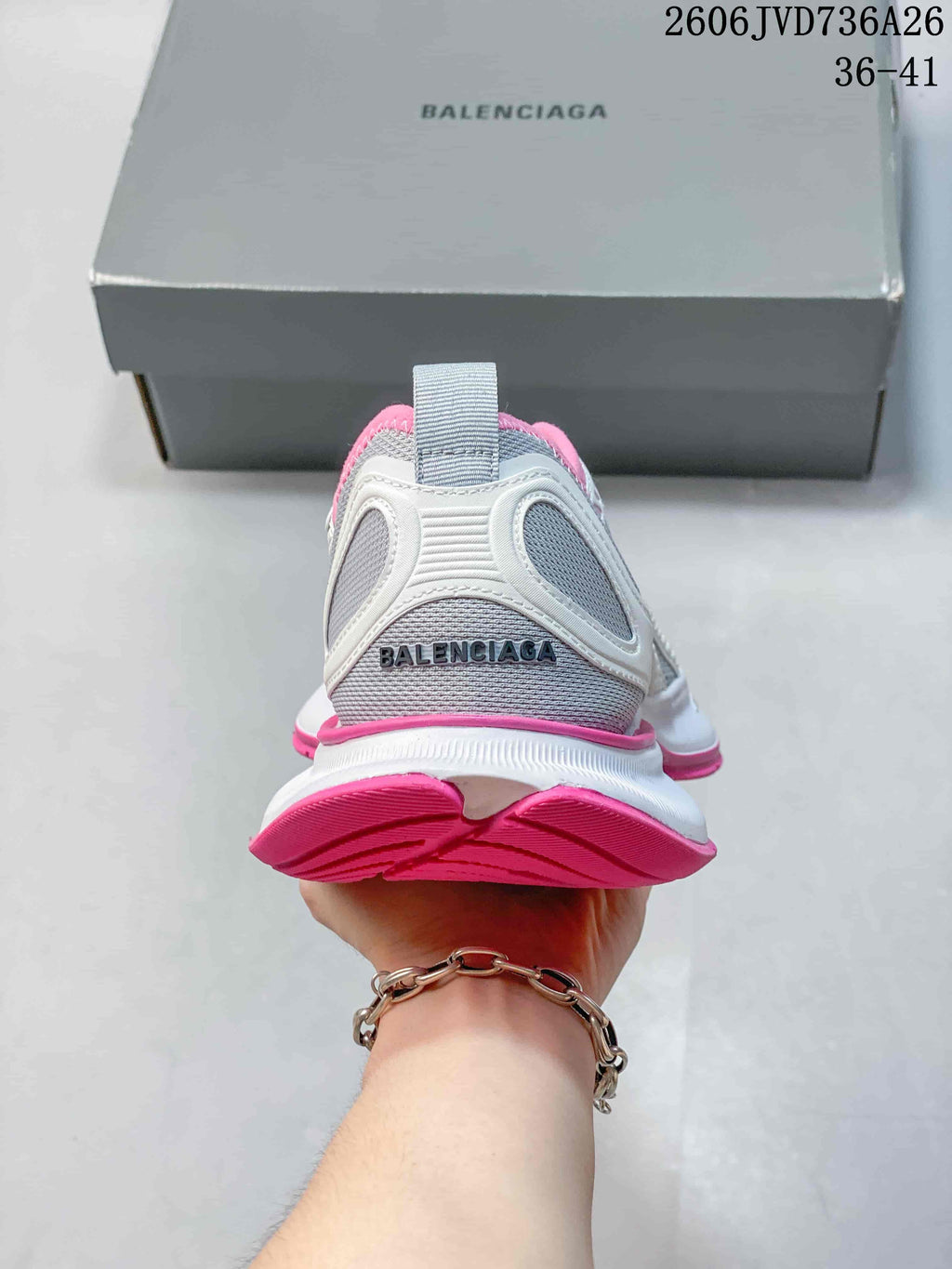 Balenciaga Circuit Women's Sneakers, Gray White & Pink 06JVD736A26