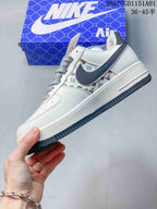 Nike Air Force 1 White Monogram Print Sneakers