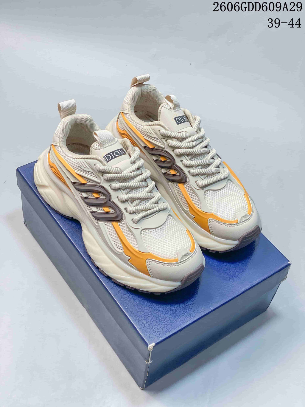Dior Technical-Style Sneakers in Cream and Orange 2606GDD609A29