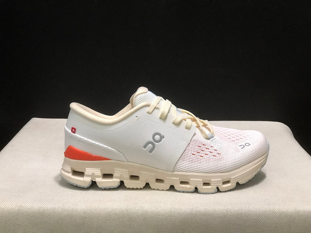 On Cloud X 4 Ivory Salmon Running Sneakers