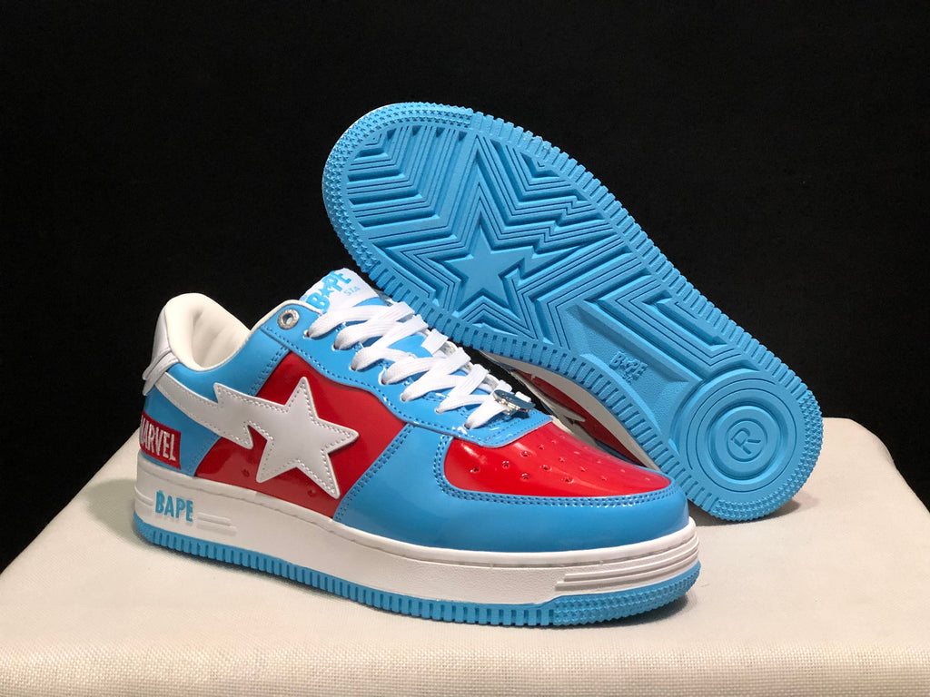 BAPE BAPE STA Low-Top Sneakers Blue Red White Marvel Style