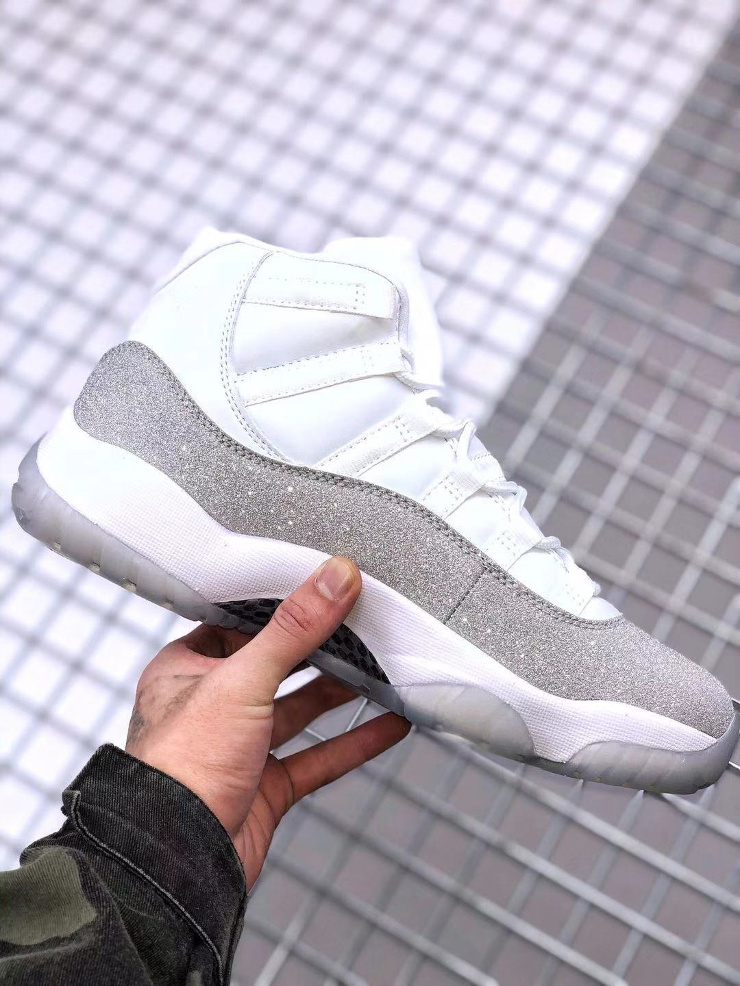Jordan Air Jordan 11 White Glitter High-Top Sneakers
