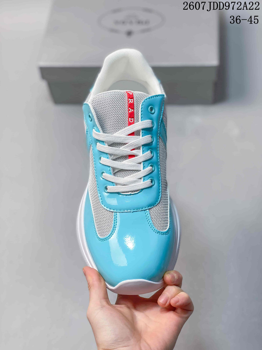 Prada America's Cup Low-Top Sneakers Turquoise White 2607JDD972A22