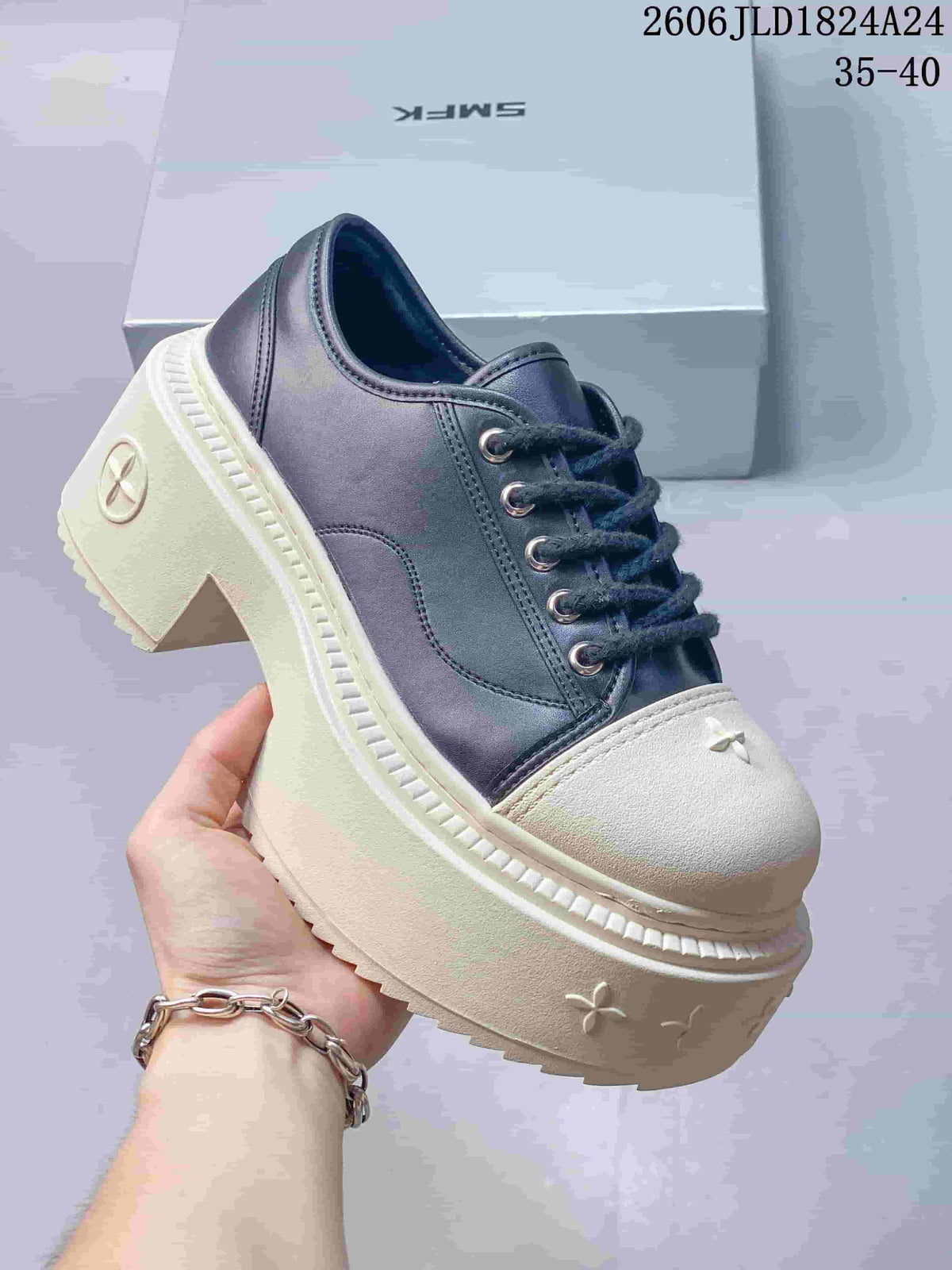 SMFK Future Ripple Platform Low-Top Sneakers, Black and Ivory