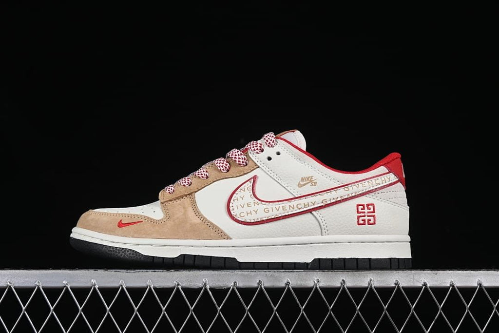 Nike SB Dunk Low White Beige Red Sneakers