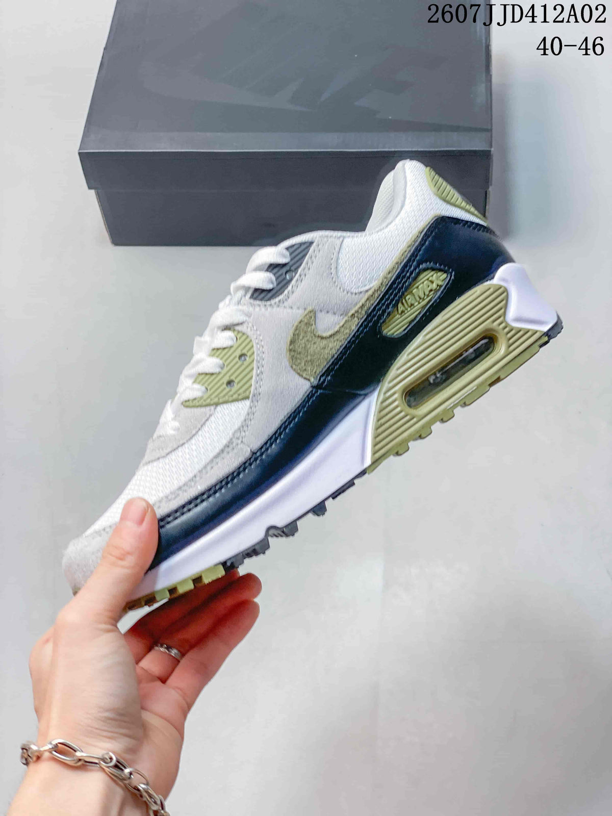Nike Air Max 90 Retro Sneakers in White and Olive