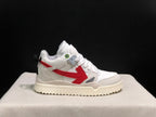 Off-White White and Red Low-Top Sneakers