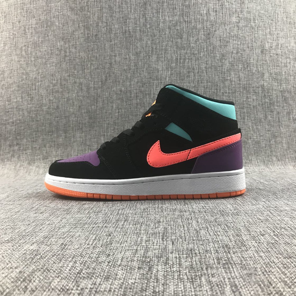 Jordan 1 Mid Multicolor Black Sneakers 554725-083