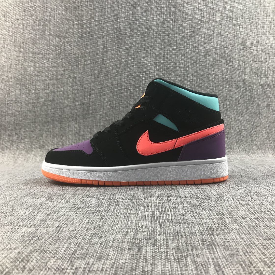 Jordan 1 Mid Multicolor Black Sneakers 554725-083