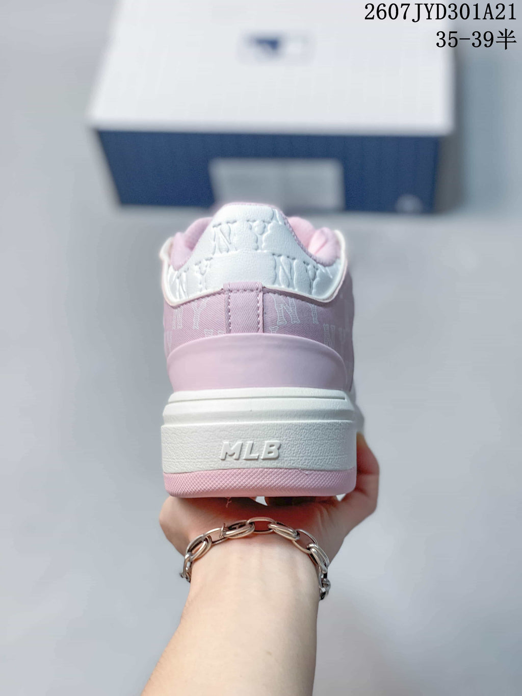 MLB New York Yankees Pink White High-Top Sneakers 2607JYD301A21