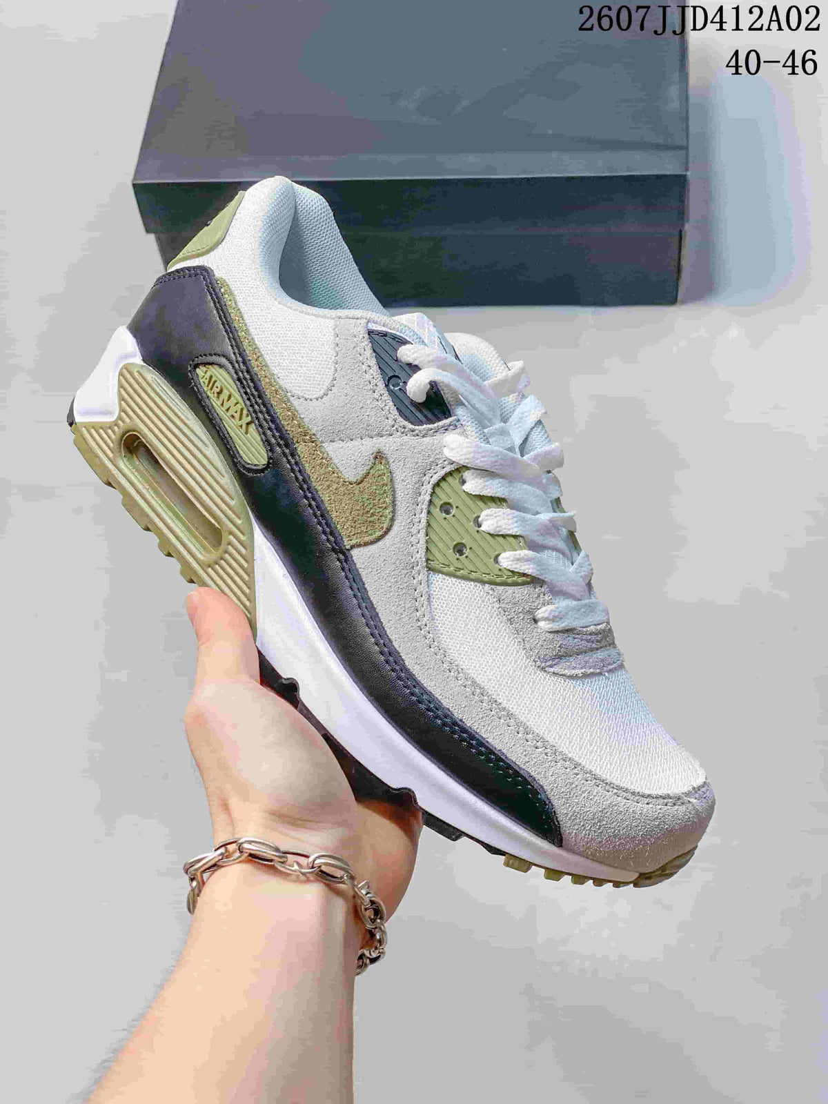 Nike Air Max 90 Retro Sneakers in White and Olive