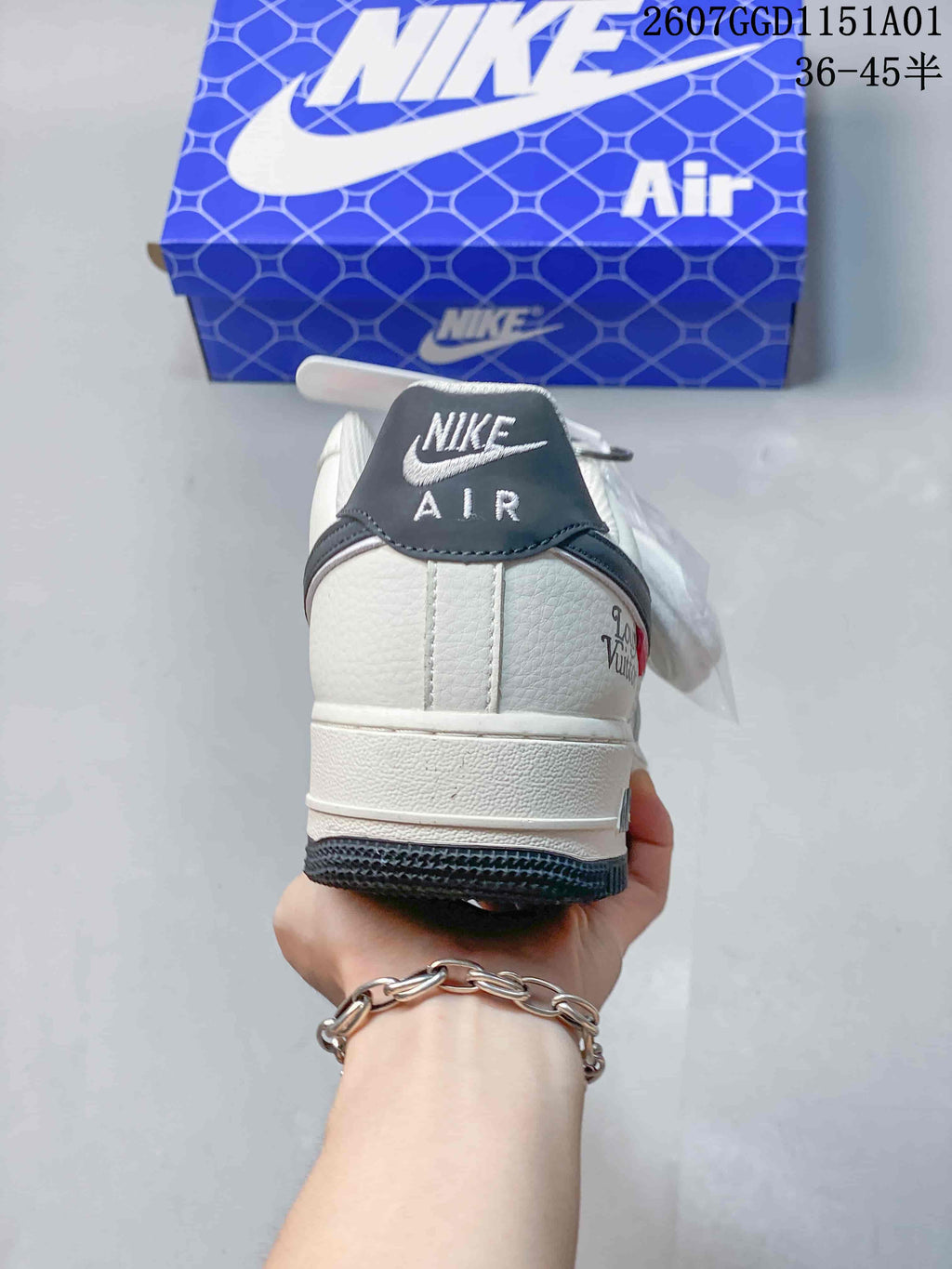 Nike Air Force 1 White Monogram Print Sneakers