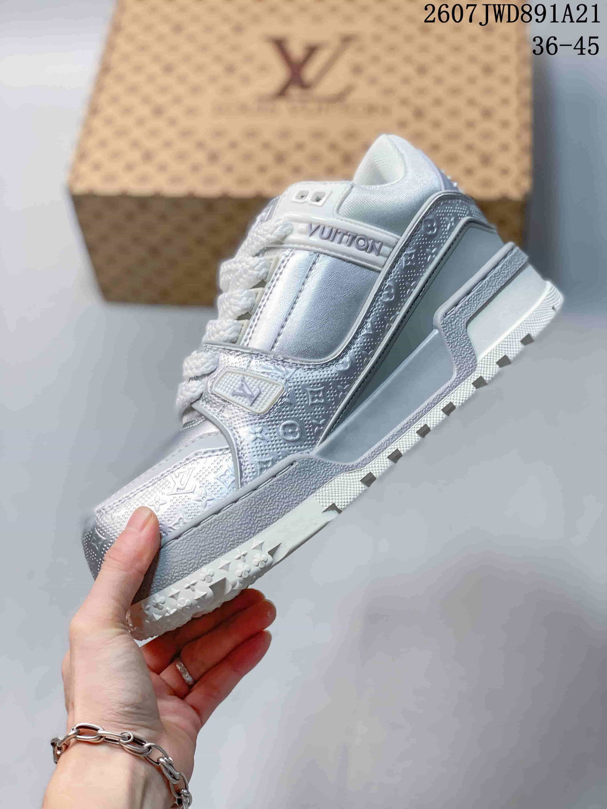 Louis Vuitton Trainer Maxi Sneakers Silver White 2607TWD891A21