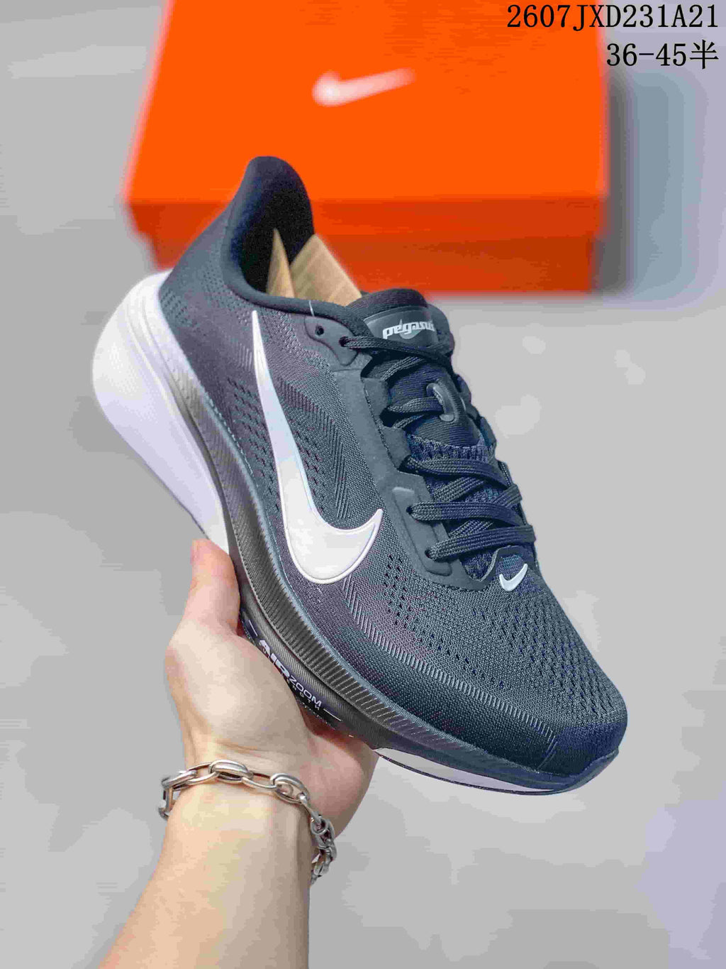 Nike Air Zoom Pegasus 42 Running Shoes, Dark Navy and White