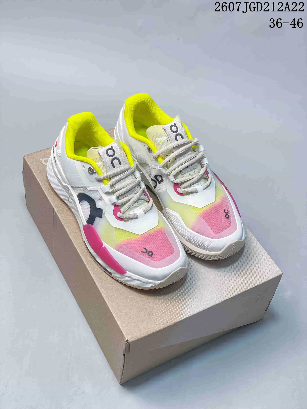 On THE ROGER Pro 2 Tennis Sneakers White Pink Yellow