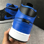 Air Jordan 1 Mid Black and Blue High-Top Sneakers