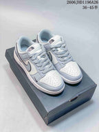 Nike SB Dunk Low LV-Print Low-Top Sneakers, Gray and White