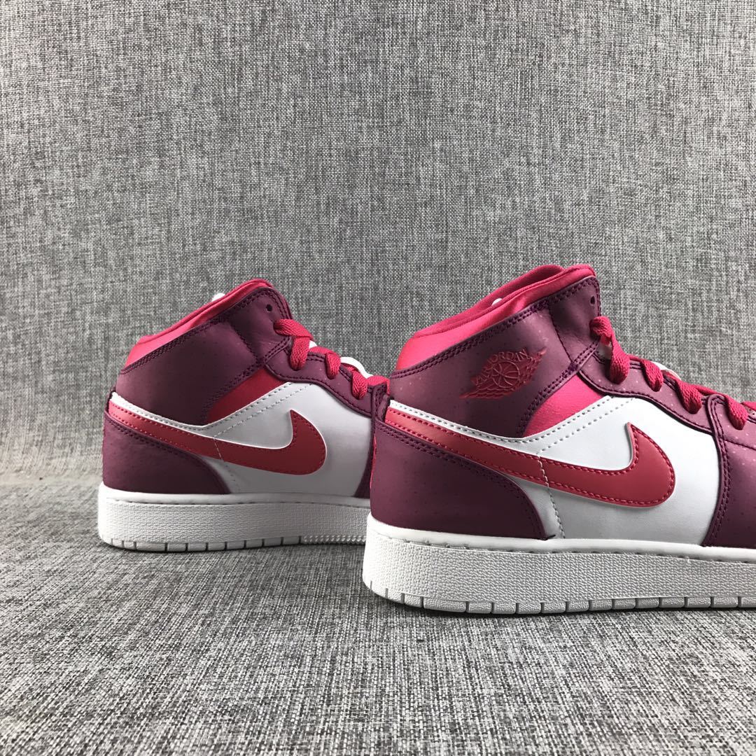 Air Jordan 1 High Sneakers in White, Pink and Burgundy