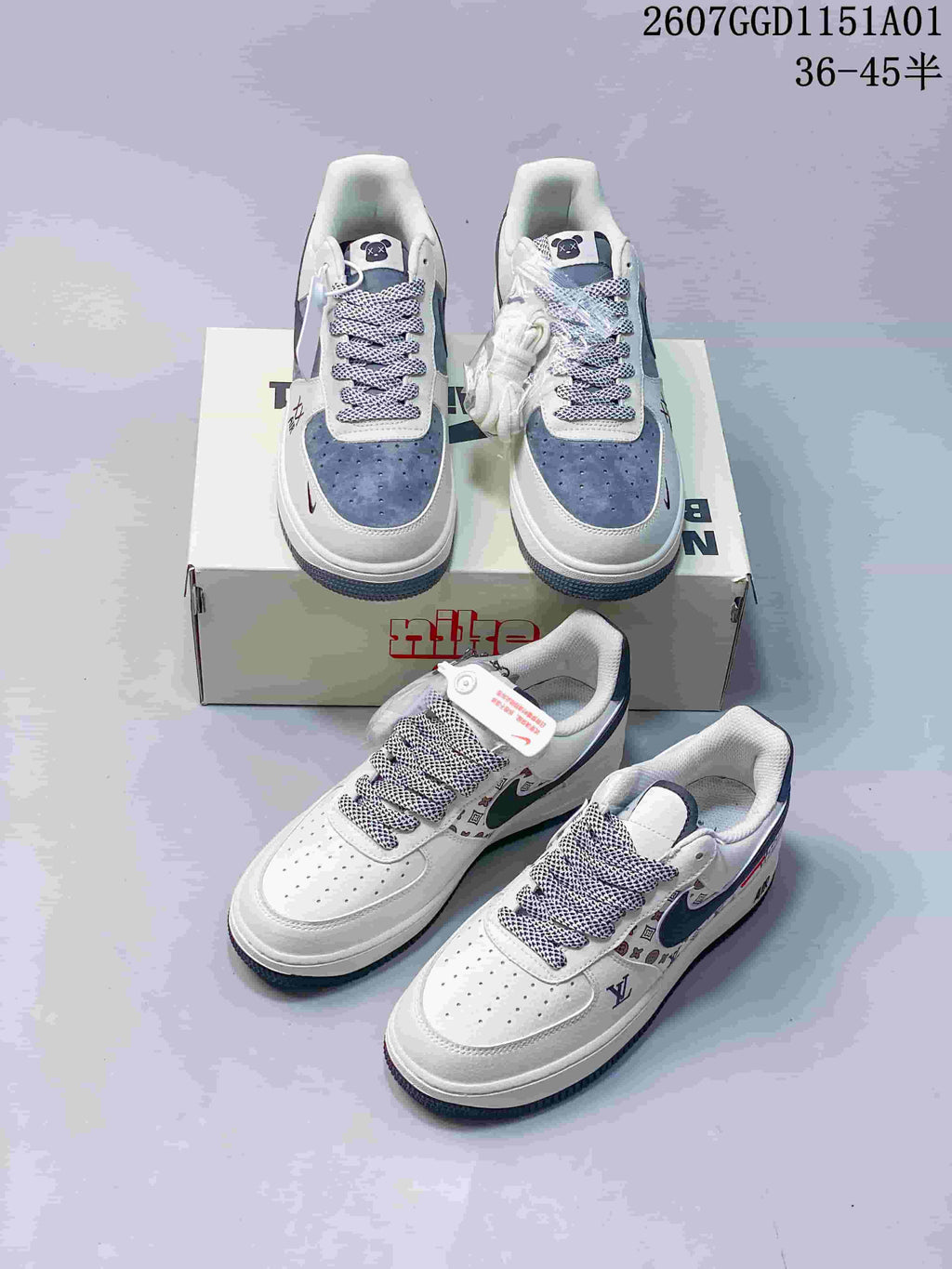 Nike Air Force 1 Low White Monogram Print Sneakers