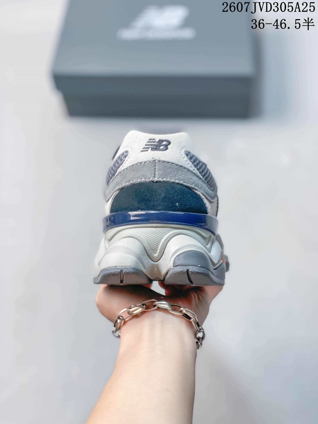 New Balance 9060 Grey Navy Mesh Sneakers