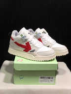 Off-White White and Red Low-Top Sneakers