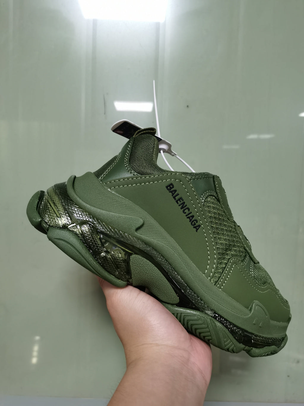 Balenciaga Triple S Clear Sole Sneakers Army Green 544351